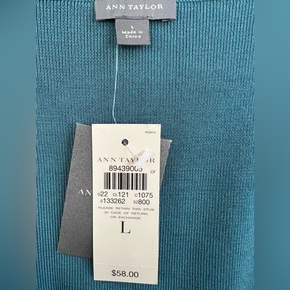 NWT - Ann Taylor Silk Blend Teal Open Cardigan - Size L - Picture 6 of 6